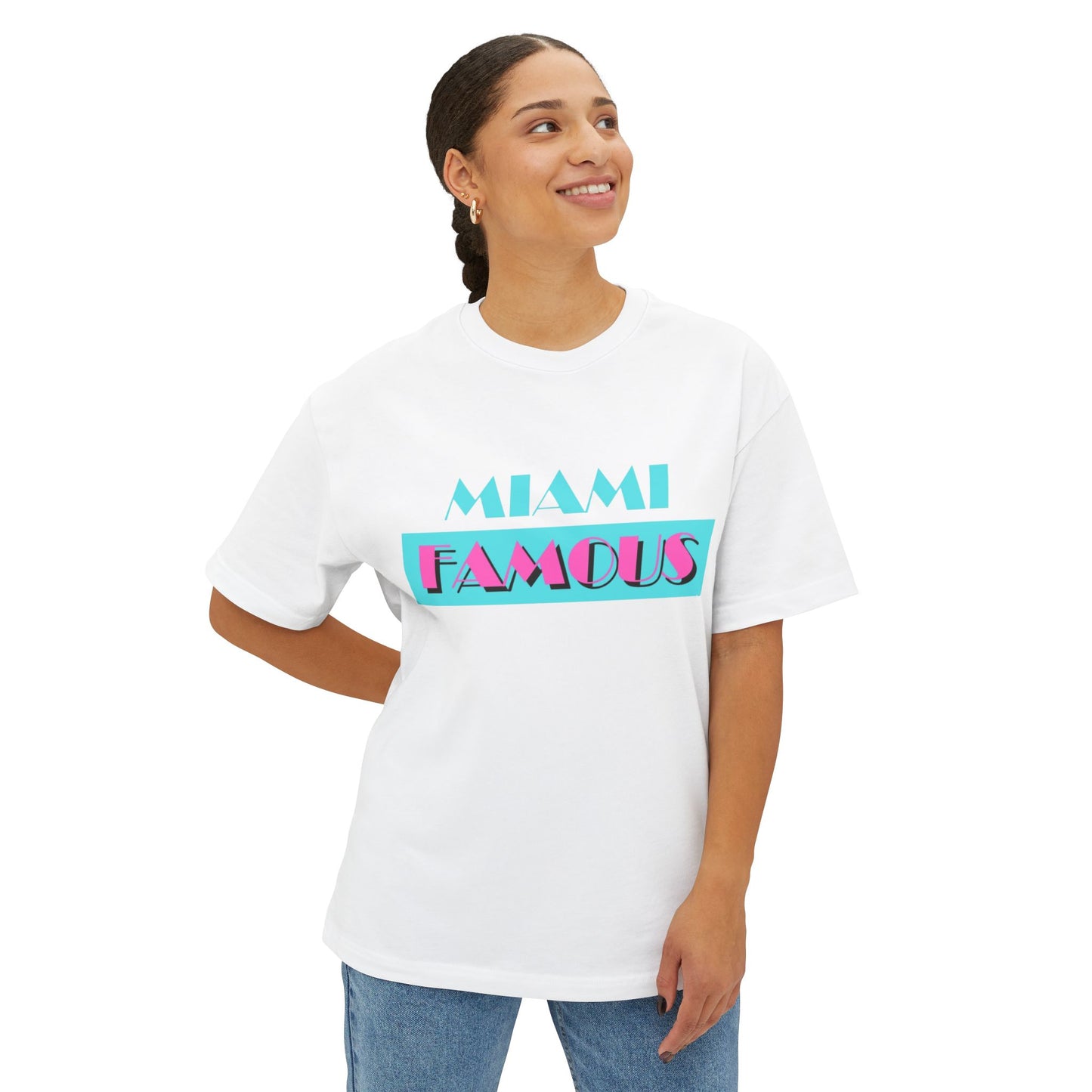 Miami Famous Unisex Oversized Boxy Tee – Trendy Summer Vibes Tee