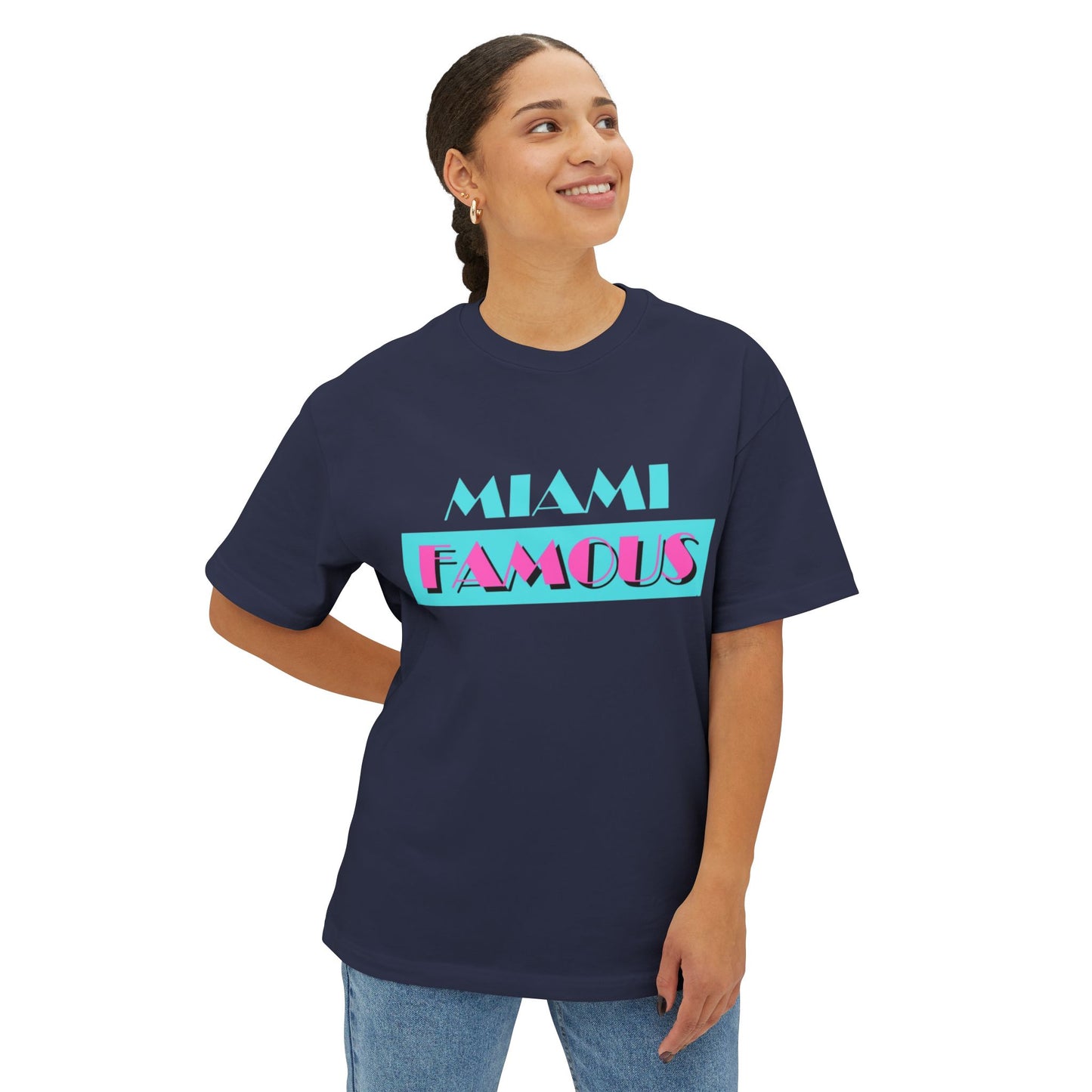Miami Famous Unisex Oversized Boxy Tee – Trendy Summer Vibes Tee