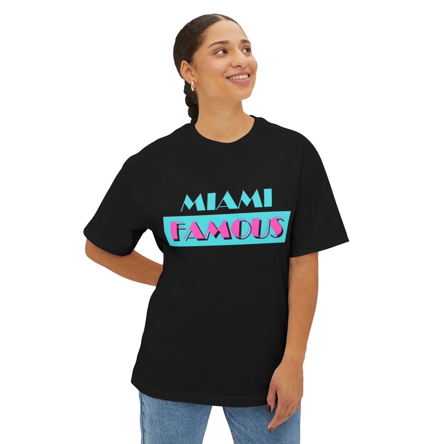 Miami Famous Unisex Oversized Boxy Tee – Trendy Summer Vibes Tee